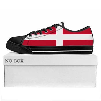 Датский флаг Низкий топ Высококачественные кроссовки Мужские женские подростковые кроссовки из холста Denmark Prode Повседневная пара Обувь на заказ