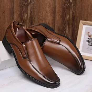 Мужская кожаная обувь Классическая деловая мода Комфортная обувь Формальная свадебная обувь Мужская обувь Slip on Office Оксфорд для мужчин Роскошь