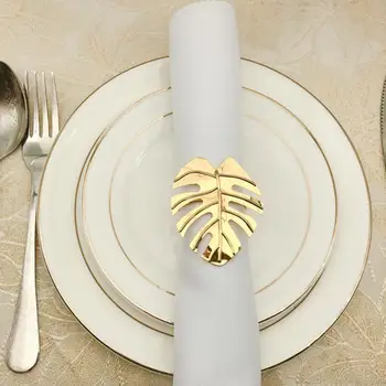  Привлекательное кольцо для салфеток Стильный держатель для салфеток из нержавеющей стали в форме листа Кольца для салфеток для украшения кухонного стола
