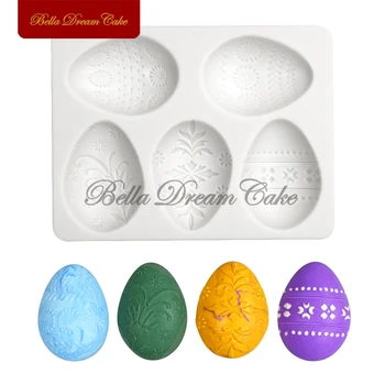 3D Дизайн пасхального яйца Помадная масса Силиконовая форма Конфеты Шоколадная форма DIY Sugarcraft Глиняная модель Инструмент для украшения торта Кухонная форма для выпечки