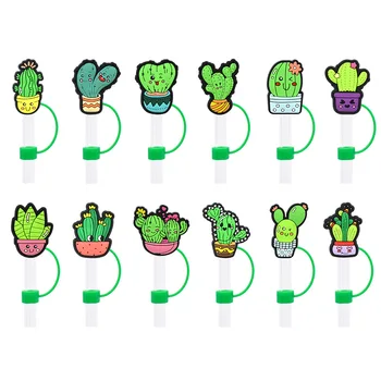  1 шт. Новый мультипликационный колпачок Cactus многоразовый 10 мм силикагелевый соломенный колпачок, воздухонепроницаемый и пыленепроницаемый, брызгозащищенный соломенный чехол для
