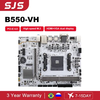 SJS Новая материнская плата AMD B550M Micro-ATX B550-VH-W DDR4 64G M.2 USB3.2 4×SATA 3.0 С процессором AMD Ryzen 5 7 AM4 Процессор placa mae