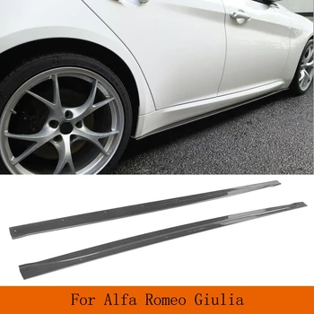 Автомобильные боковые юбки из углеродного волокна Удлинители губ для Alfa Romeo Giulia TI Base Sport Sedan 4 Door 2015-2020 Автомобильный бампер Боковые юбки