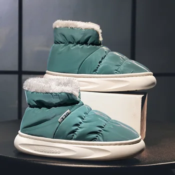 Мужская хлопчатобумажная обувь увеличенной высоты Зимняя плюшевая утолщенная родитель-ребенок Зимние сапоги Мода Пух Хлебная обувь Zapatos Para Hombres Bota