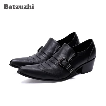 Batzuzhi Мужская кожаная обувь ручной работы с острым носком Черные деловые оксфорды Slip On Chaussures Hommes Кожаные Классические Туфли! Большой размер 12