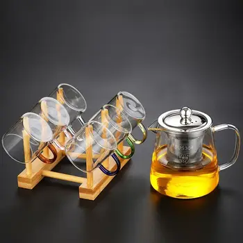 Стеклянная мини-чайная чашка гунфу Маленькие кофейные чашки Чайный сервиз кунг-фу с ручкой чайника Термостойкая стеклянная чайная чашка