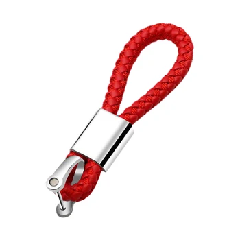 Универсальный красный PU плетеный стиль автомобильный дистанционный брелок для ключей с пряжкой стремени