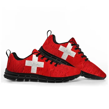 Швейцарский флаг Спортивная обувь Мужские Женские Подростки Дети Детские Кроссовки Швейцария Повседневная Изготовленная На Заказ Высококачественная Пара Обувь