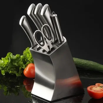 Держатель ножей из нержавеющей стали Креативный блок ножей Кухонные ножи Стойка для хранения Вставленный органайзер для ножей