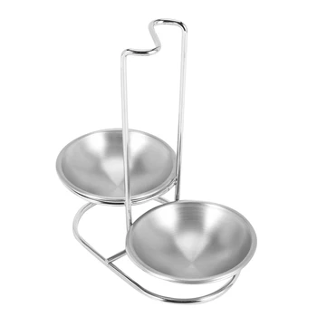  держатель для ложек из нержавеющей стали, вертикальные держатели половников для супа с длинной ручкой, держатель половника для супа серебряный (двойной)