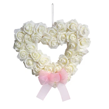День святого Валентина Венок в форме сердца Цветочная роза Гирлянда Дверь Венок Для украшения на День святого Валентина, 13,77 дюйма