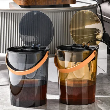 Прозрачная бочка для чая Бочка с остатками Бочка с фильтрацией спама Сливное ведро Чайный стол большой емкости Ведро для сточных вод Чайный набор