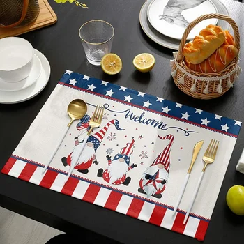  Американские патриотические салфетки для гномов Звезда и полоса Нескользящие термостойкие моющиеся коврики для кухонного стола