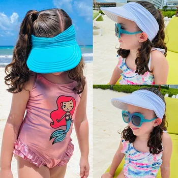 Детская эластичная шляпа от солнца, бейсболка для девочек, полая кепка с козырьком, дорожные шапки, детские аксессуары, пляж, лето, новый