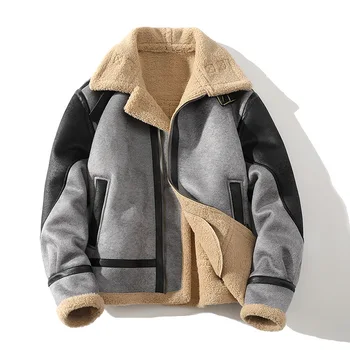 Man PU Jacke Fur Мужская осенне-зимняя кожаная куртка высокого класса / плюс бархат утолщение мода большого размера