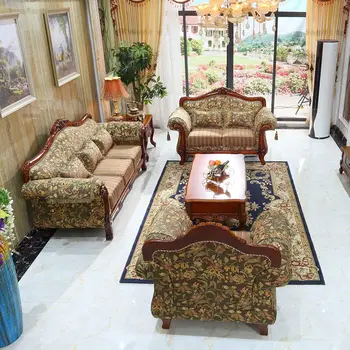 Европейский высококачественный тканевый диван Американский диван из массива дерева Гостиная Вилла класса люкс U-образный диван
