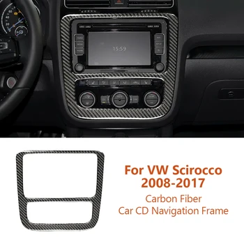Для Volkswagen VW Scirocco 2008-2017 Углеродное волокно Автомобиль CD AC Навигационная панель Рамка Декоративная наклейка Авто Аксессуары для интерьера