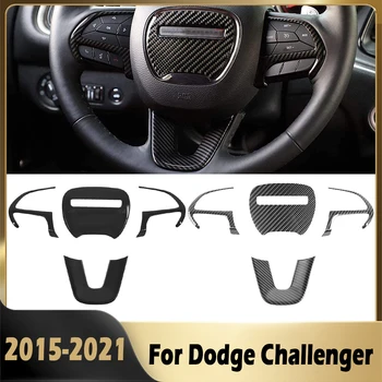  Отделка крышки украшения рулевого колеса автомобиля для Dodge Challenger / Charger 2015-2021 Аксессуары для внутренней отделки интерьера в виде углеродного волокна