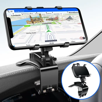 360 ° Вращающийся автомобильный держатель для телефона Регулируемый автомобильный держатель для мобильного телефона Простой зажим Подставка Панель приборной панели GPS-навигация