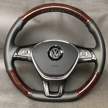 Для Volkswagen VW Golf 7 Mk7 Touran Up New Passat B8 Tiguan Ручная прошитая нескользящая кожа персикового цвета дерева Чехол на рулевое колесо