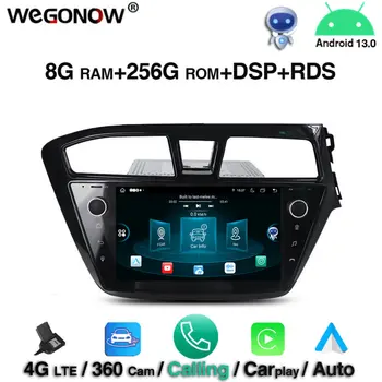 360 DSP Автомобильный DVD-плеер DSP IPS Android13.0 8 ГБ 256 ГБ GPS Карта навигация Радио Wi-Fi Bluetooth 5.0 для Hyundai I20 2014-2017 Левый Правый