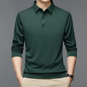 Классическая рабочая футболка с длинным рукавом впитывающая пот мужская рубашка мужская приталенная с отложным воротником деловая футболка