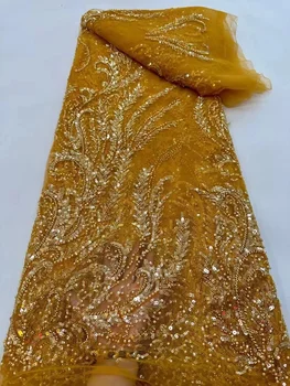 Роскошные вечерние платья 2023 Высокое качество Вышивка Французская кружевная ткань Африканские пайетки Бисер Тюль Кружевная ткань для шитья