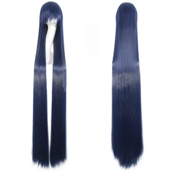  150 см Длинные темно-синие прямые парики женские волоконные шиньон Термостойкие синтетические волосы аниме косплей парик