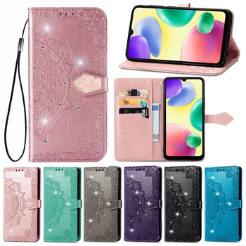 Чехлы-бумажники для Samsung Galaxy A04E A14 A34 A54 A04 A04S F04 M04 5G 4G Чехол для телефона Bohemian Glitter Leather Flip Cover