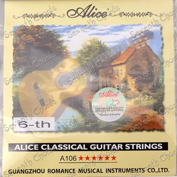 10 шт.Alice Посеребренная классическая гитара из медного сплава 6th E Струны - нейлон Однострунная (не набор струн)