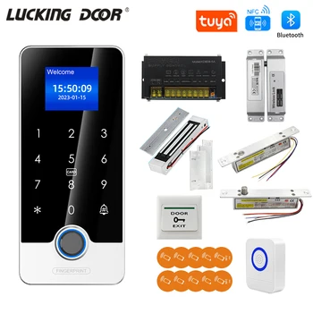 Tuya App Отпечаток пальца RFID Система контроля доступа Комплект Умный дверной замок Электронные ворота Bluetooth-открыватель Домашний цифровой набор Биометрические