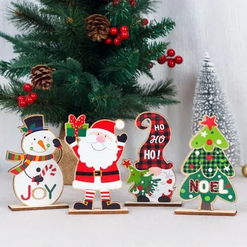 Новые рождественские украшения Мультяшные деревянные подарки Санта-Клаус Украшения Стол Снеговик Рождественские украшения