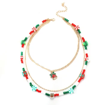 Новый Трендовый Красный Белый Зеленый Бусины Ожерелье Браслет Для Женщин Мода Многослойные Ожерелья Шарм Браслеты Рождественские Ювелирные Изделия