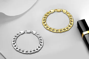 Горячая классическая цепь с геометрией 8 мм 18-каратное золото 925 пробы браслет из стерлингового серебра для женщин и мужчин модные свадебные подарки ювелирные изделия