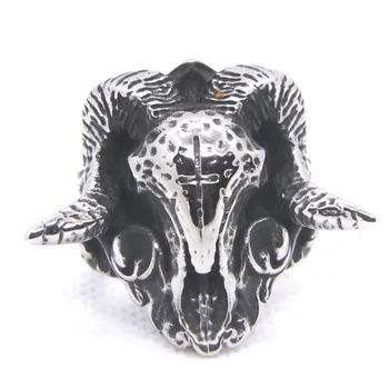 Кольцо с головой быка для человека 316L Нержавеющая сталь Байкер Панк Готический стиль Ювелирные изделия Размер 7-15