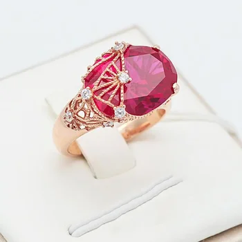 585 фиолетовое золото 14-каратное розовое золото роскошные рубиновые обручальные кольца для женщин трехмерное ремесло великолепные свадебные ювелирные изделия подарок