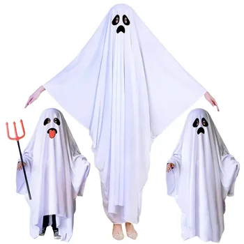 Вечеринка на Хэллоуин Белый костюм Маскарад Детская одежда Дети Взрослый Плащ призрака