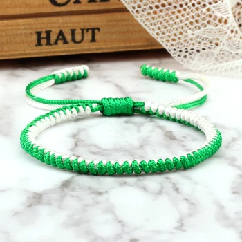 10 стилей Зеленые плетеные браслеты для женщин и мужчин Струнная цепь Веревочные узлы Амулет Подарок Тибетский тканый браслет Ювелирные изделия