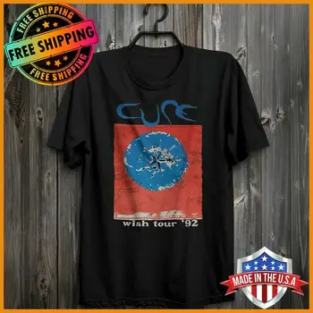 FREESHIP The Cure Wish Tour 1992 США Футболка Черная хлопковая футболка унисекс Футболка S-6XL