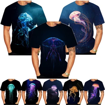 Футболка Мода Унисекс 3D Красочный Принт Медузы Рубашки Медузы 3D Медузы с коротким рукавом Размер печати медузы XXS-6XL