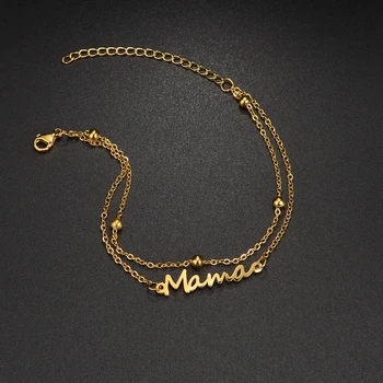  индивидуальный персонализированный двухслойный женский браслет из нержавеющей стали, браслет из золотых бусин с буквами, ювелирные изделия, подарок на день рождения