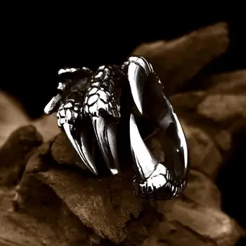  Стиль хип-хоп доминирующая мода кольцо с когтем дракона, мужская личность трендовое кольцо, этнический стиль креативный ретро винтаж винтаж рин