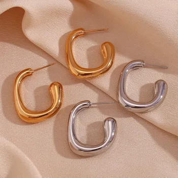 Нержавеющая сталь Геометрические прямоугольные полые серьги 18K PVD Покрытые модные ювелирные изделия для женщин Подарок