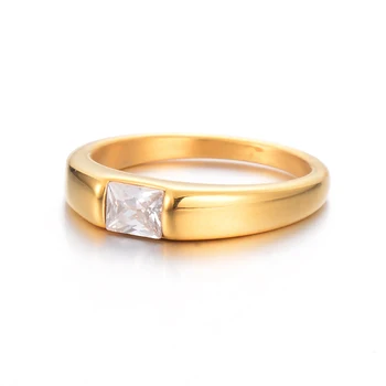  Минималистичное женское кольцо с кубическим цирконием Простой Элегантный женский аксессуар с золотым пальцем Шарм Ювелирные изделия из нержавеющей стали