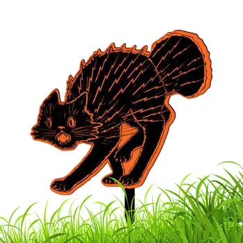 Черная кошка Украшение сада Акриловое украшение для сада Износостойкое украшение для черной кошки Акриловый художественный декор для двора на открытом воздухе