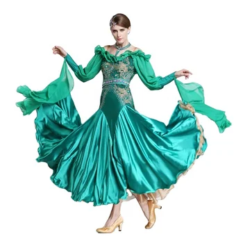 Современный вальс Платья для соревнований по бальным танцам, Пышная юбка Взрослые Стандартное платье для бальных танцев