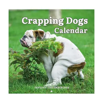 2024 Календарь собачьих какашек Бумажный ежемесячный планировщик на 2024 год Новогодний календарь для стен Кляп Подарок