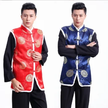  Горячая распродажа Новый традиционный мужской хлопковый жилет в китайском стиле Высококачественный атласный костюм Танг Модная куртка Теплая куртка Размер пальто M-XXXL