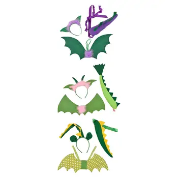 3 шт. Детский костюм дракона Крылья дракона с эластичными ремнями Ребенок Крыло динозавра Хвост Набор для маскарадного праздника Притворная игровая вечеринка