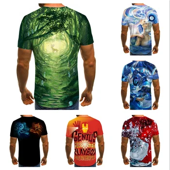2021 лето новая дышащая повседневная футболка с 3D-печатью, мужская новая футболка с коротким рукавом, веселая повседневная модная красочная футболка